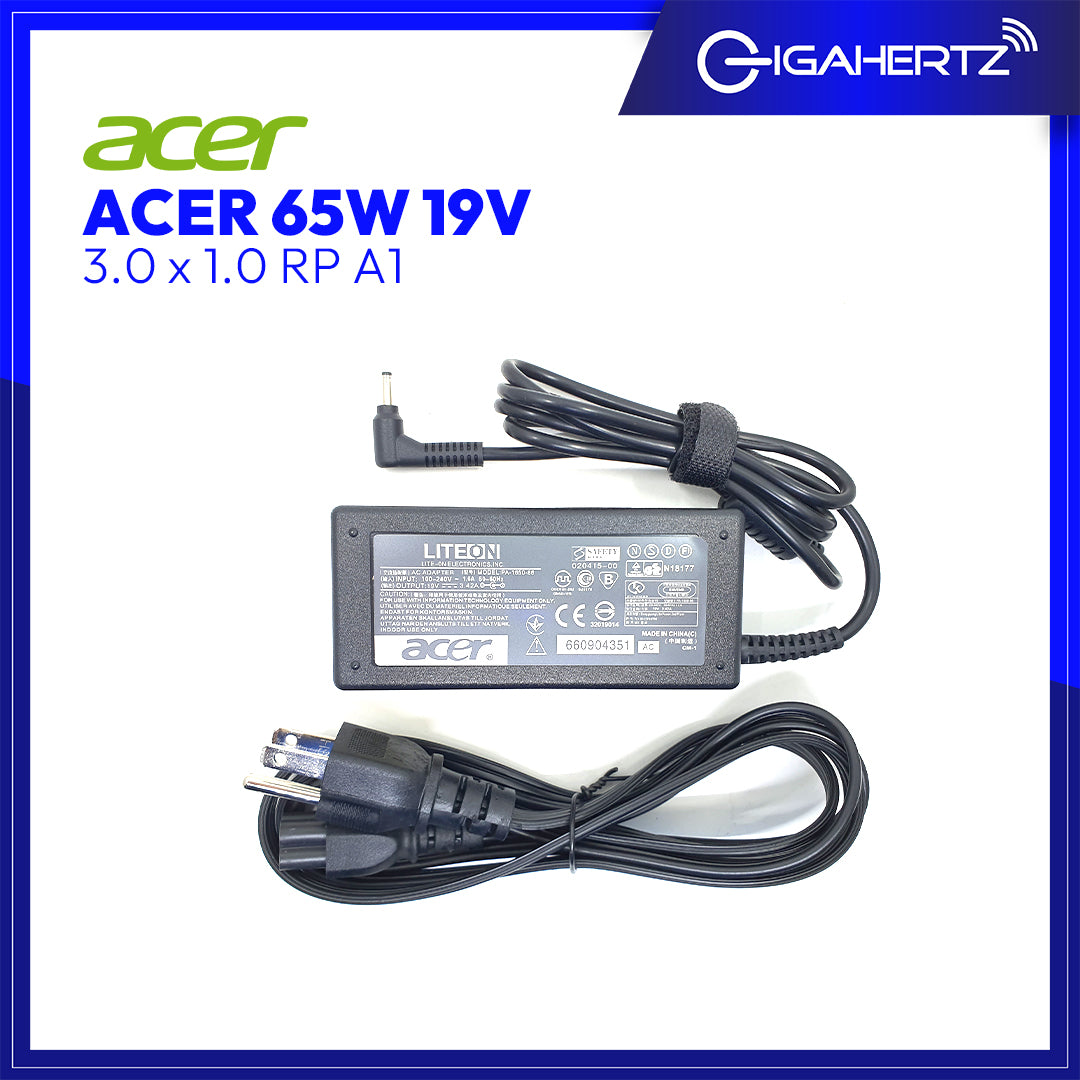 Acer Adapter 65W 19V 3.0 x 1.0 RP A1 | Gigahertz