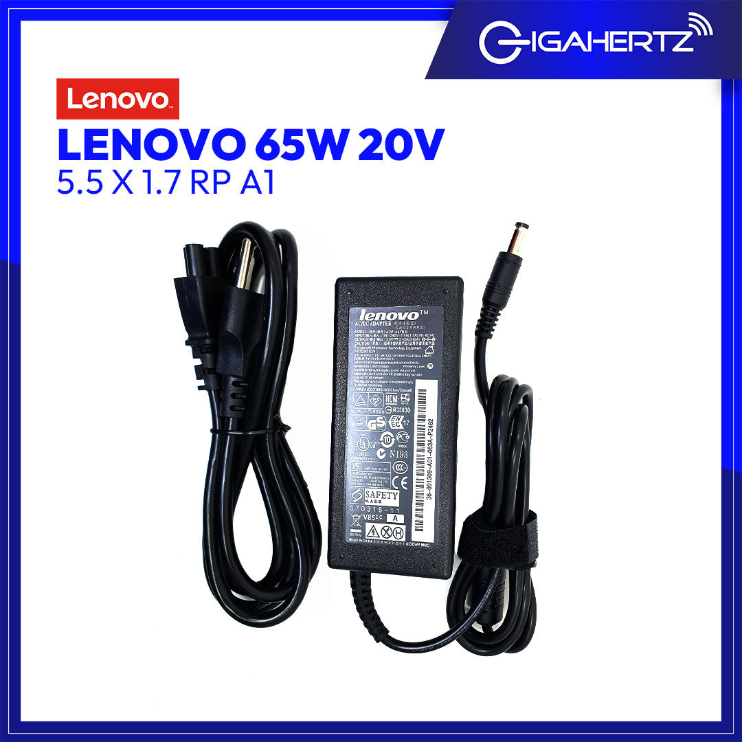 Lenovo Adapter 65W 20V 5.5 X 1.7 RP A1 | Gigahertz