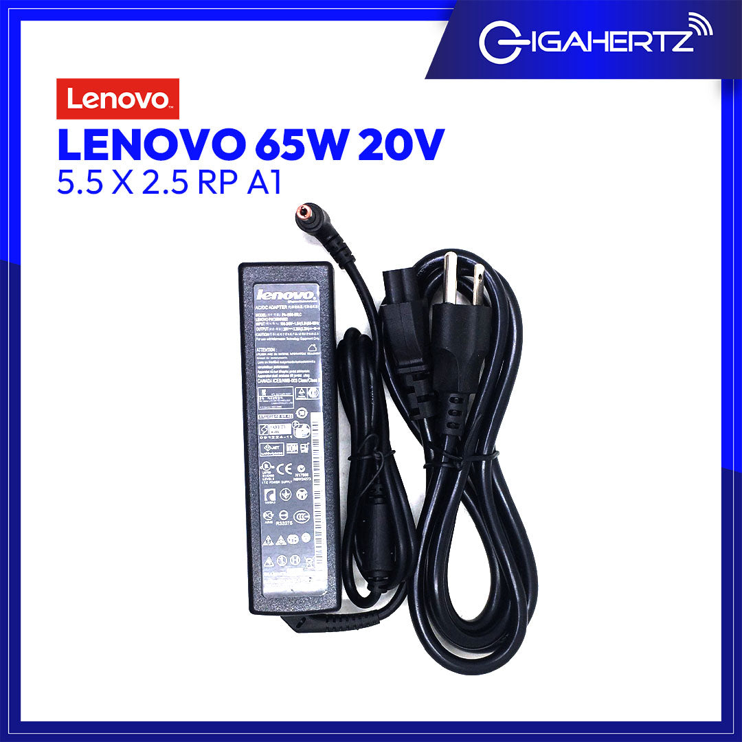 Lenovo Adapter 65W 20V 5.5 X 2.5 RP A1 | Gigahertz