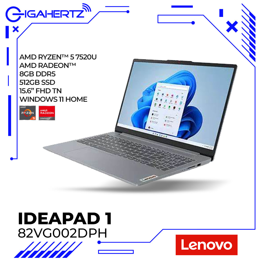 Lenovo IdeaPad 1 15AMN7 82VG002DPH | 15'6" FHD | Ryzen 5 7520U | Radeon 610M | 8GB RAM | 512GB SSD | WIN 11 | DEMO UNIT