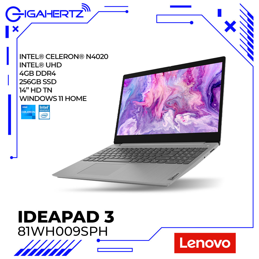 Lenovo IdeaPad 3 14IGL05 81WH009SPH | 14" HD | Celeron N4020 | UHD Graphics 600 | 4GB RAM | 256GB SSD | WIN 11 - Gigahertz