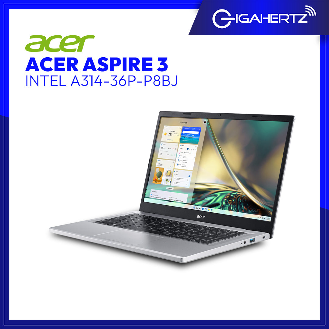 Acer Aspire 3 Intel A314 - 36P - P8BJ | 14" | Core N200 | UHD Graphics | 8GB RAM | 512GB SSD | WIN 11 | Gigahertz