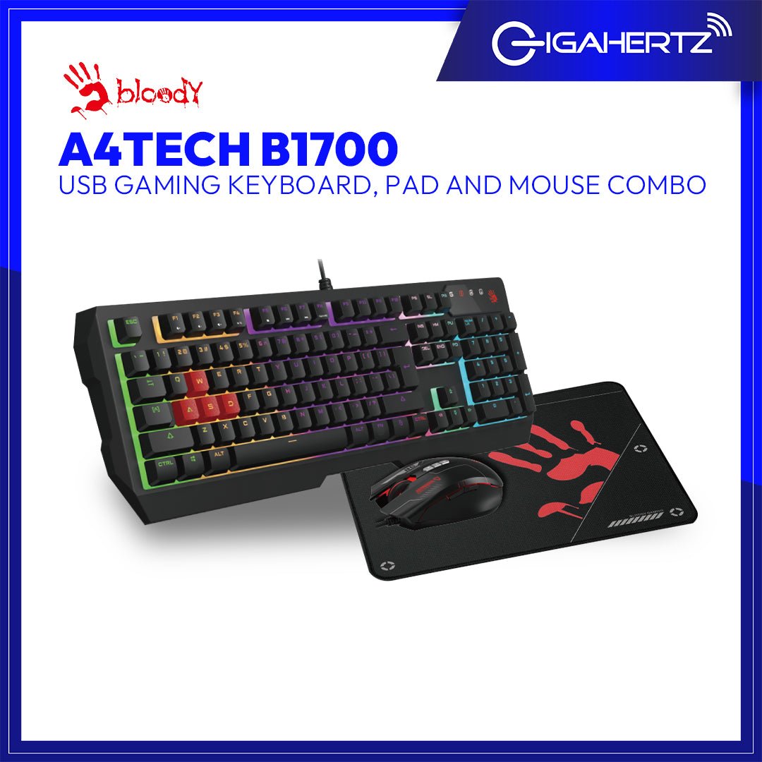 A4Tech B1700 Bloody USB Gaming Keyboard, Pad And Mouse Combo | Gigahertz