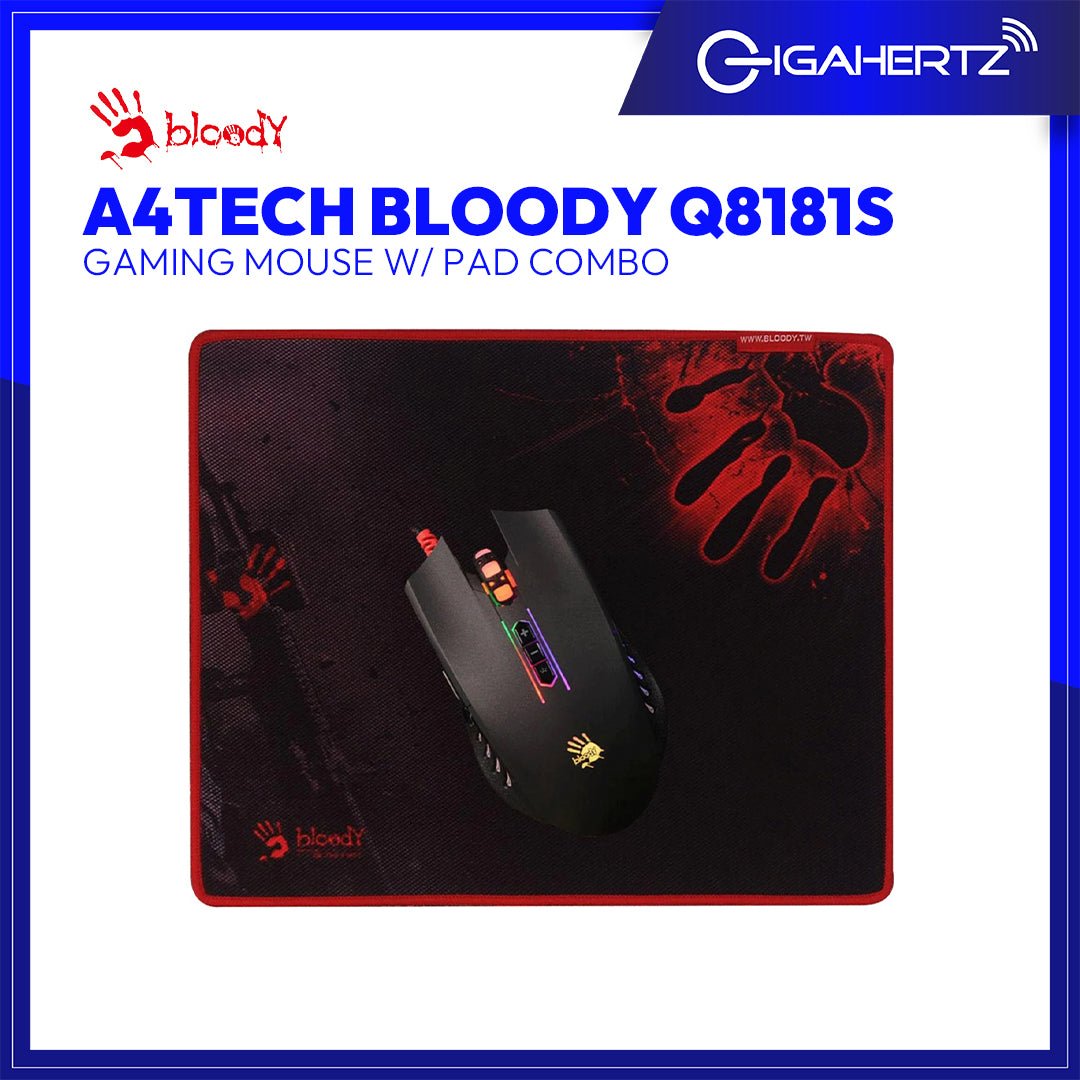 A4Tech Bloody Q8181S Gaming Mouse w/ Pad Combo | Gigahertz