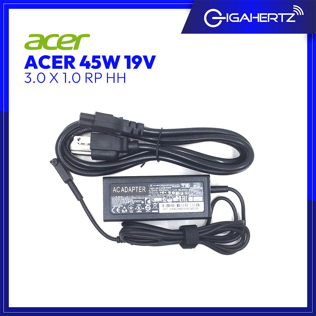 Acer Adapter 45W 19V 3.0 X 1.0 RP HH | Gigahertz