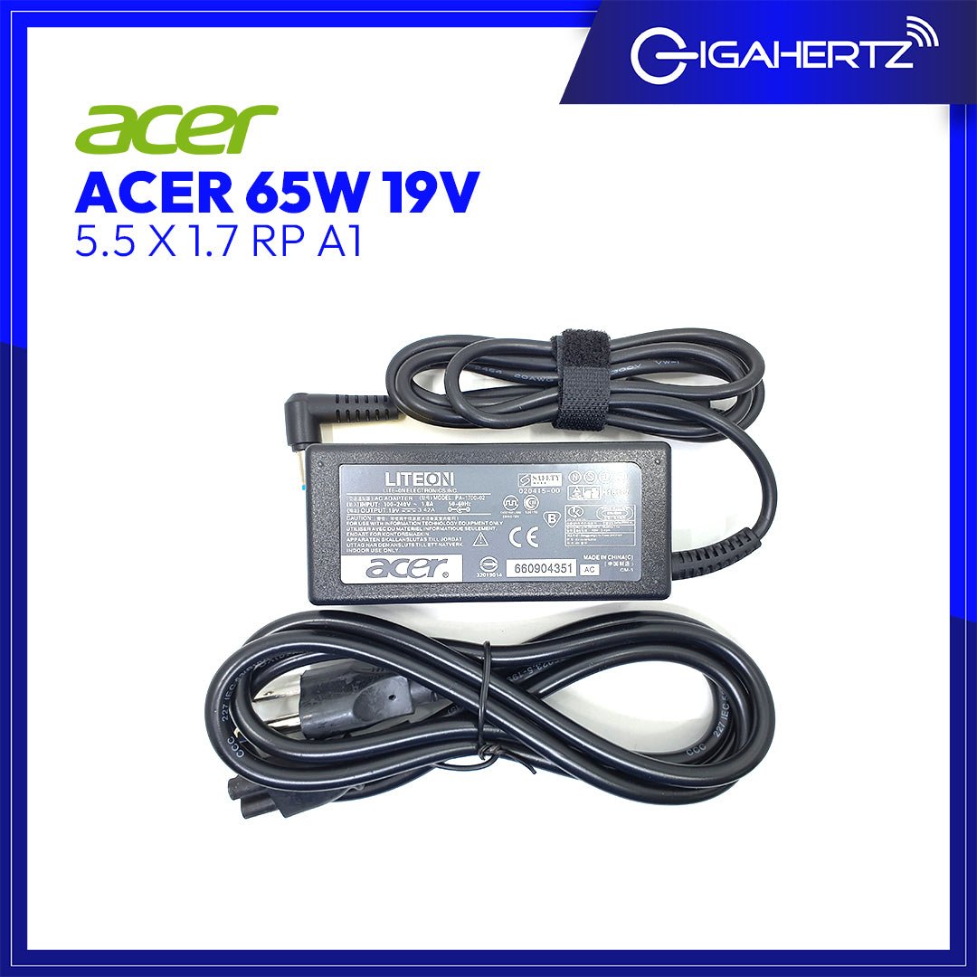 Acer Adapter 65W 19V 5.5 X 1.7 RP A1 | Gigahertz