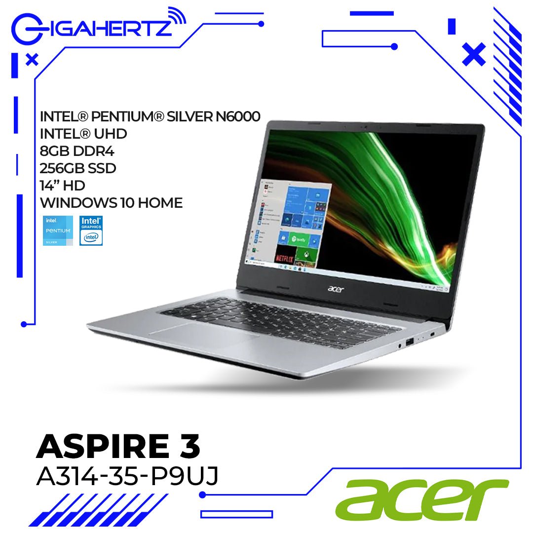 Acer Aspire 3 A314-35-P9UJ | 14" HD | Pentium Silver N6000 | Intel UHD | 8GB RAM | 256GB SSD | WIN 10 | Gigahertz | ACER