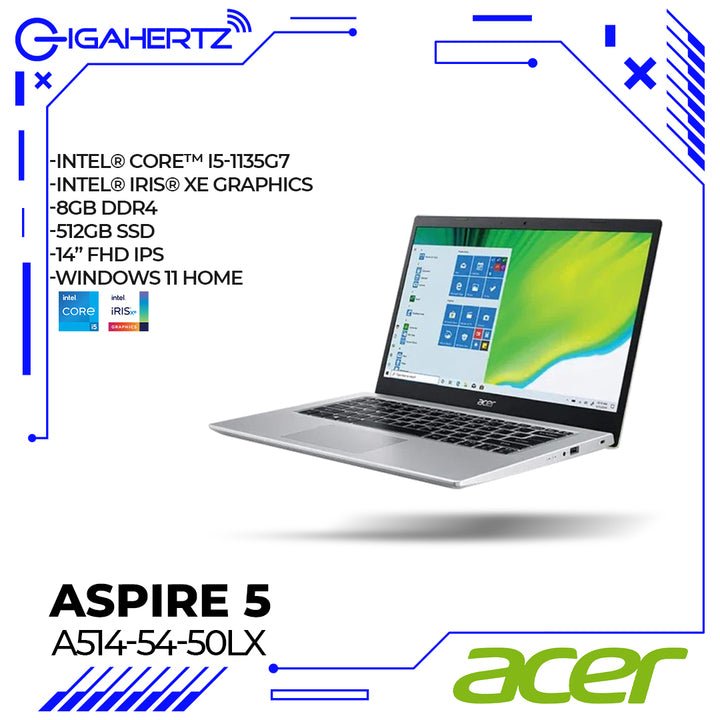 Acer Aspire 5 A514-54-50LX OPI | 14" FHD | i5-1135G7 | Iris Xe Graphics | 8GB RAM | 512GB SSD | WIN 11 | Gigahertz | ACER