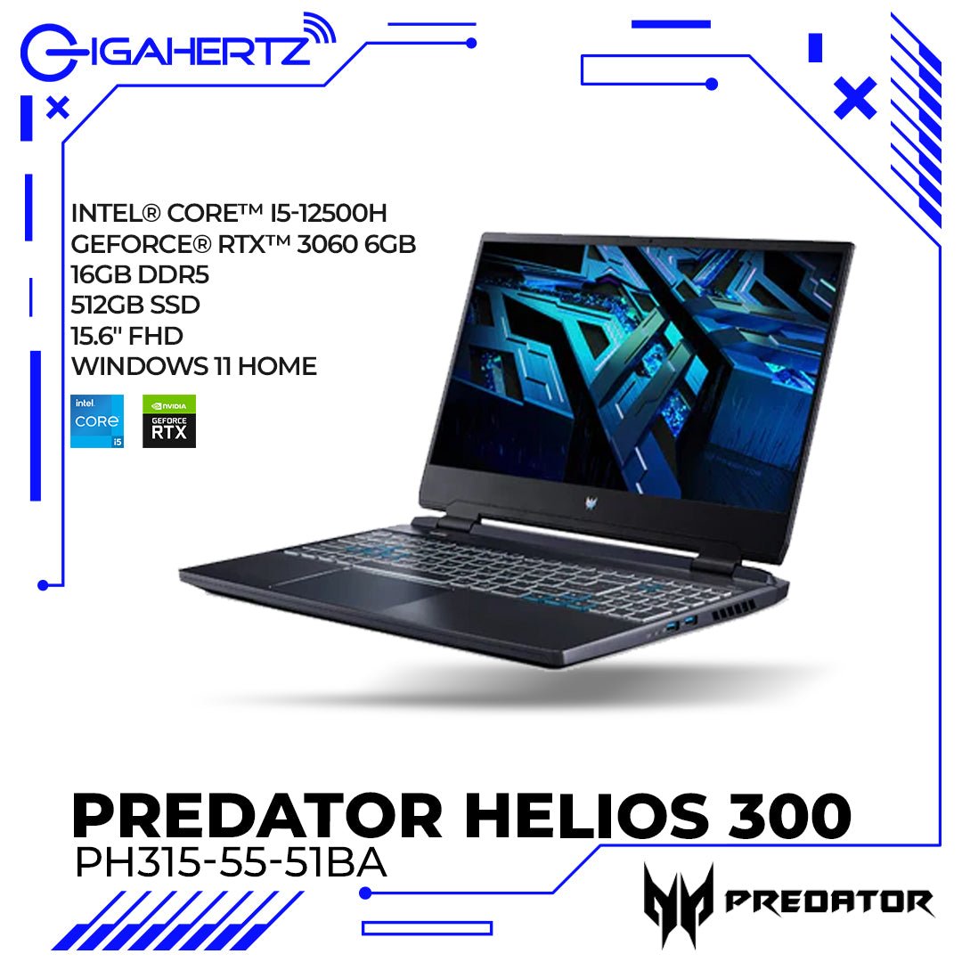 Acer Predator Helios 300 PH315 - 55 - 51BA | i5 - 12500H | GeForce RTX 3060 | 16GB RAM | 512GB SSD | WIN 11 | Gigahertz| ACER