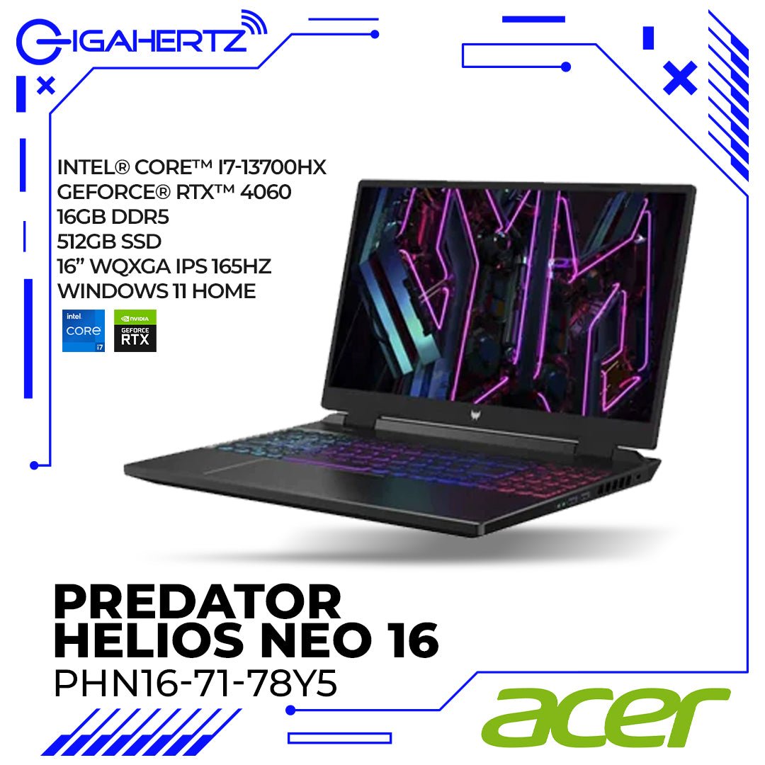 Acer Predator Helios Neo 16 PHN16-71-78Y5 | i7-13700HX | GeForce RTX 4060 | 16GB RAM | 512GB SSD | WIN 11 | Gigahertz | Acer