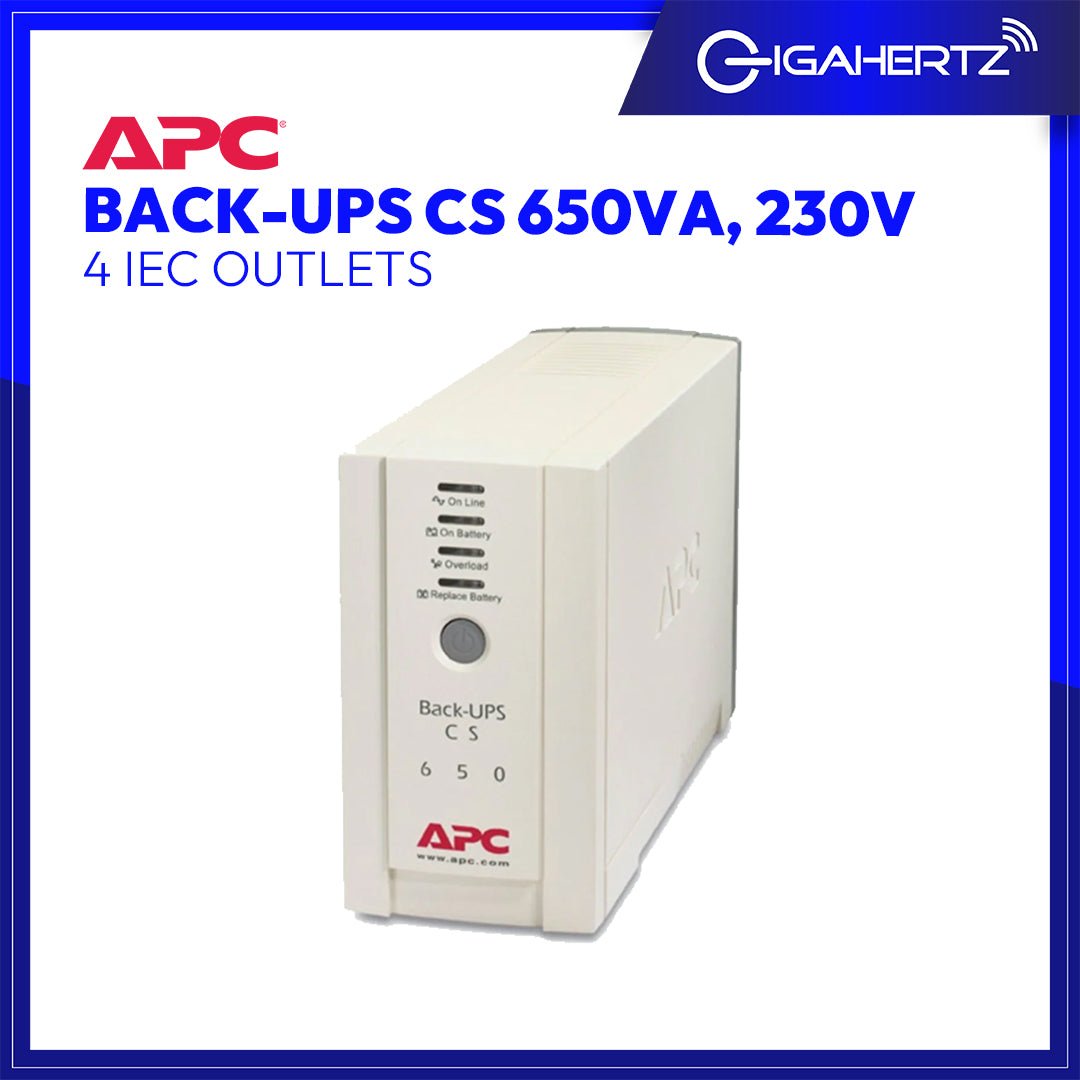 APC Back - UPS CS 650VA, 230V, 4 IEC outlets (1 surge) | Gigahertz