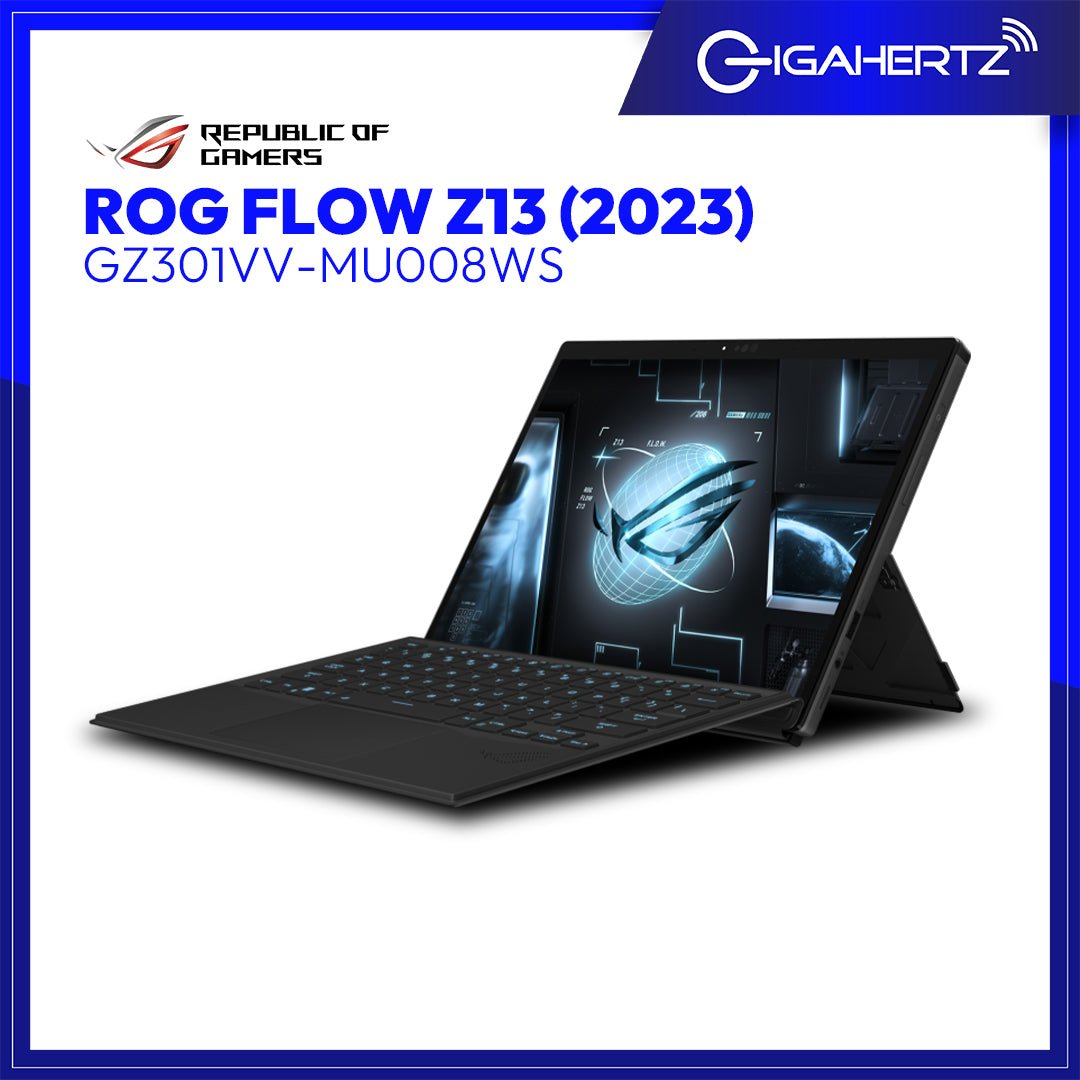 Asus ROG Flow Z13 (2023) GZ301VV - MU008WS | 13.4" WQXGA | i9 - 13900H | GeForce RTX 4060 | 8GB RAM | 1TB SSD | WIN 11 | Gigahertz