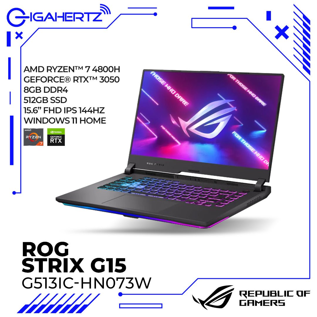 Asus ROG STRIX G15 G513IC - HN073W | Ryzen 7 4800H | GeForce RTX 3050 | 8GB RAM | 512GB SSD | WIN 11 | Gigahertz | Asus