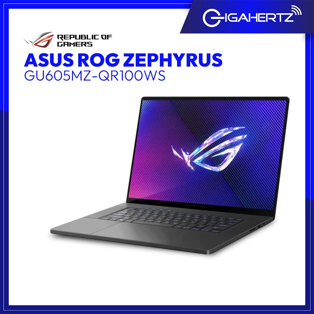 Asus ROG Zephyrus GU605MZ - QR100WS Gaming Laptop | 16" WQXGA | Ultra 9 | GeForce RTX 4080 | 32GB RAM | 2TB SSD | WIN 11 | Gigahertz