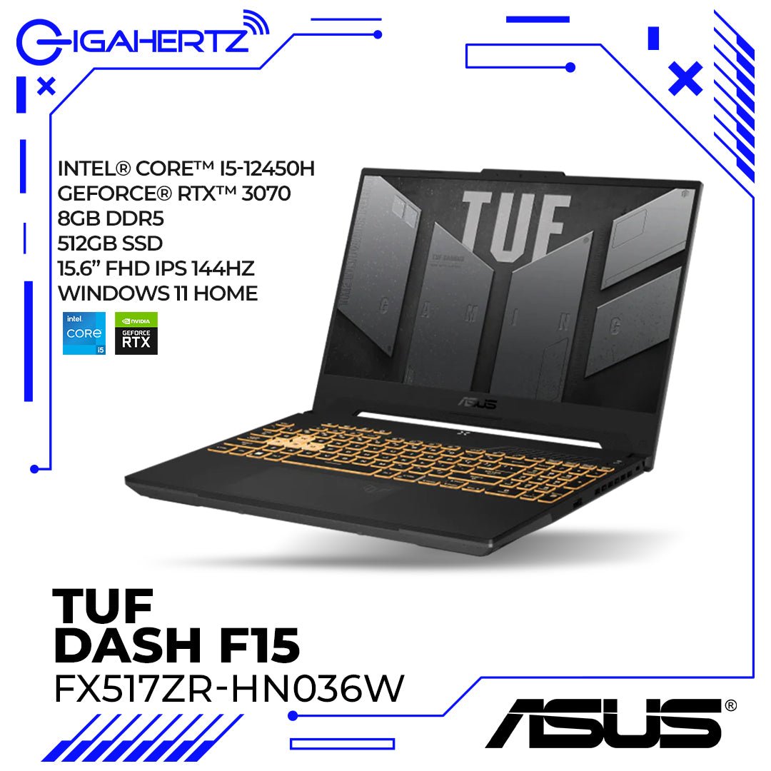 Asus TUF Dash F15 FX517ZR - HN036W | i5 - 12450H | GeForce RTX 3070 | 8GB RAM | 512GB SSD | WIN 11 | Gigahertz | Asus