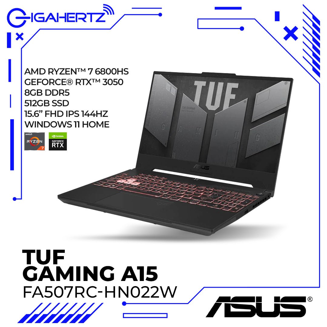 Asus TUF Gaming A15 FA507RC - HN022W | Ryzen 7 6800HS | GeForce RTX 3050 | 8GB RAM | 512GB SSD | WIN 11 | Gigahertz | Asus