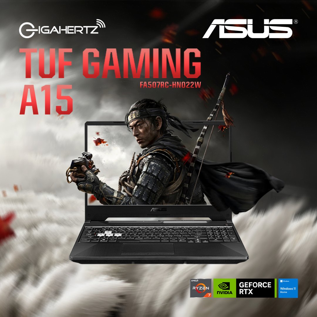 Asus TUF Gaming A15 FA507RC - HN022W | Ryzen 7 6800HS | GeForce RTX 3050 | 8GB RAM | 512GB SSD | WIN 11 | Gigahertz | Asus