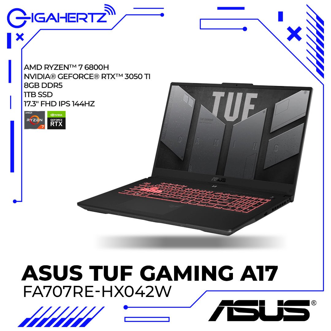 Asus TUF Gaming A17 FA707RE - HX042W | Ryzen 7 6800H | GeForce RTX 3050 | 8GB RAM | 1TB SSD | WIN 11 | Gigahertz | Asus