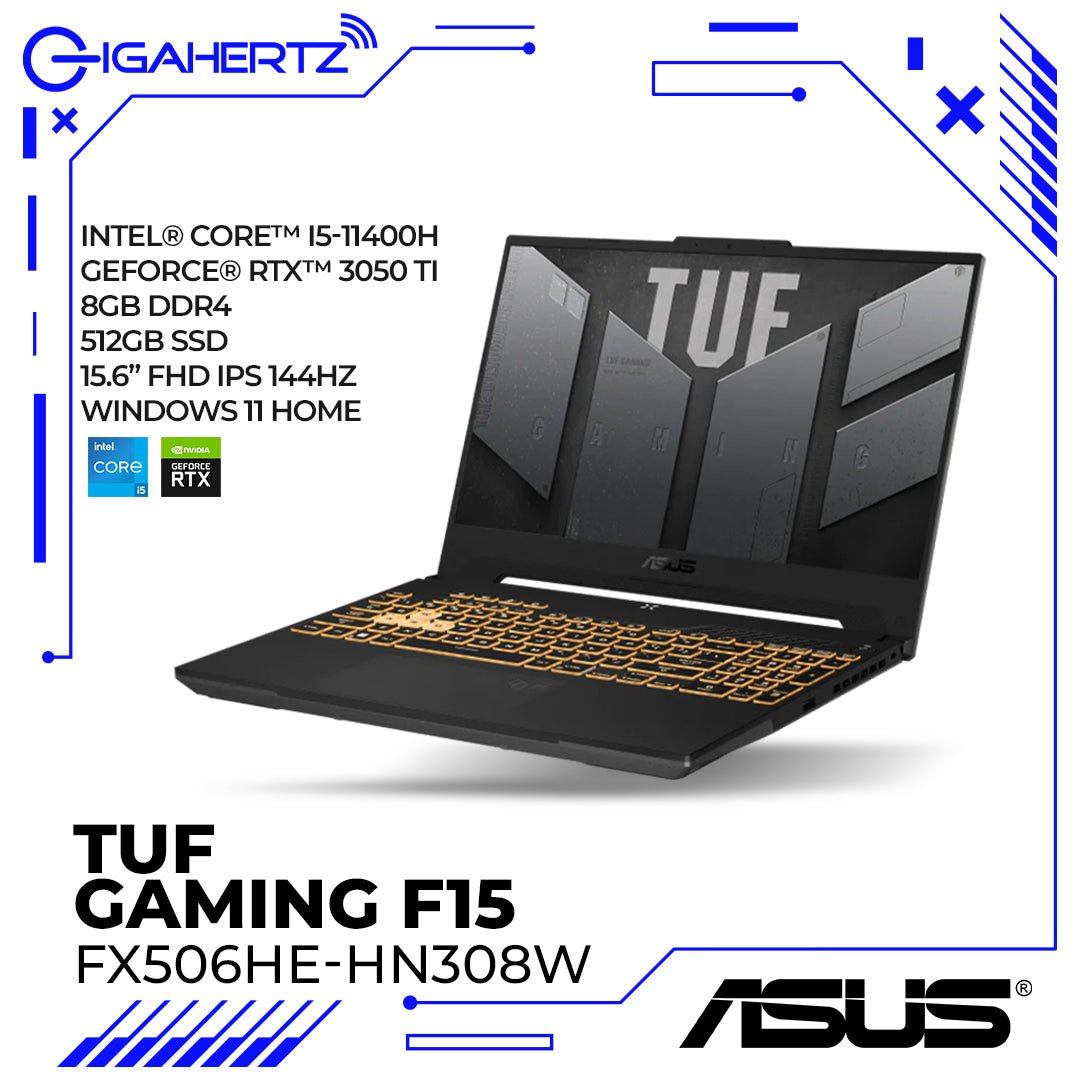 Asus TUF Gaming F15 FX506HE - HN308W | i5 - 11400H | GeForce RTX 3050 | 8GB RAM | 512GB SSD | WIN 11 | Gigahertz | Asus