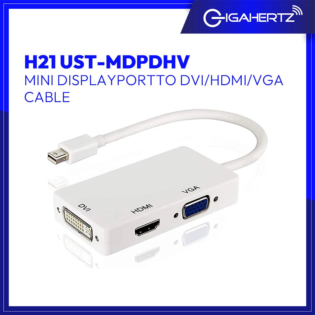 Gen H21 Mini DisplayportTo DVI/HDMI/VGA Cable UST - MDPDHV | Gigahertz