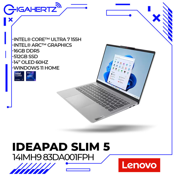 Lenovo IdeaPad Slim 5 14IMH9 83DA001FPH | 14" WUXGA | Ultra 7 155H | Integrated Arc Graphics | 16GB RAM | 512GB SSD | WIN 11