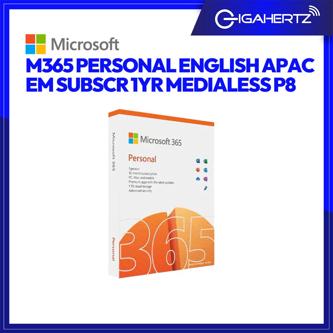 MICROSOFT M365 PERSONAL ENGLISH APAC EM SUBSCR 1YR MEDIALESS P8 | Gigahertz