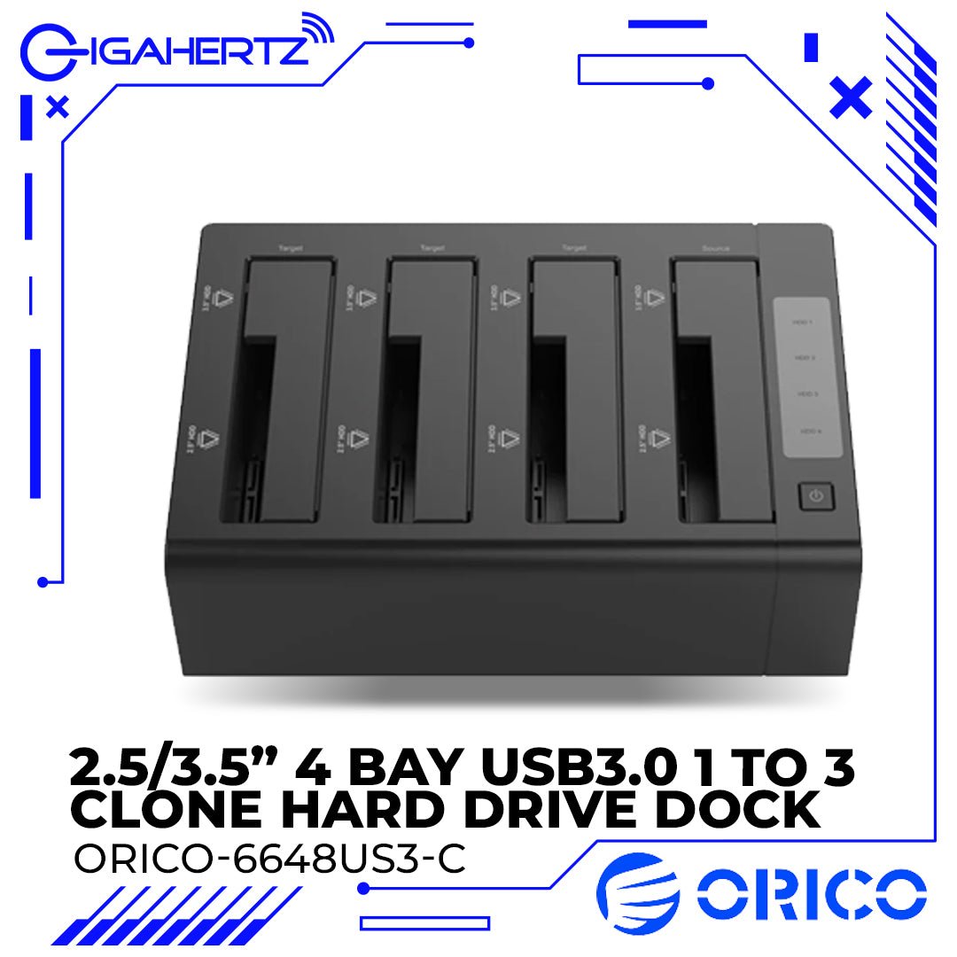 Orico 2.5 / 3.5 Inch 4 Bay USB3.0 1 To 3 Clone Hard Drive Dock | Gigahertz