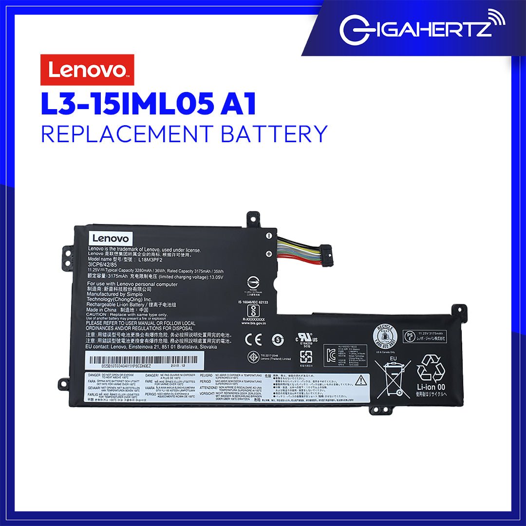 Replacement Battery for Lenovo L3 - 15IML05 A1 | Gigahertz