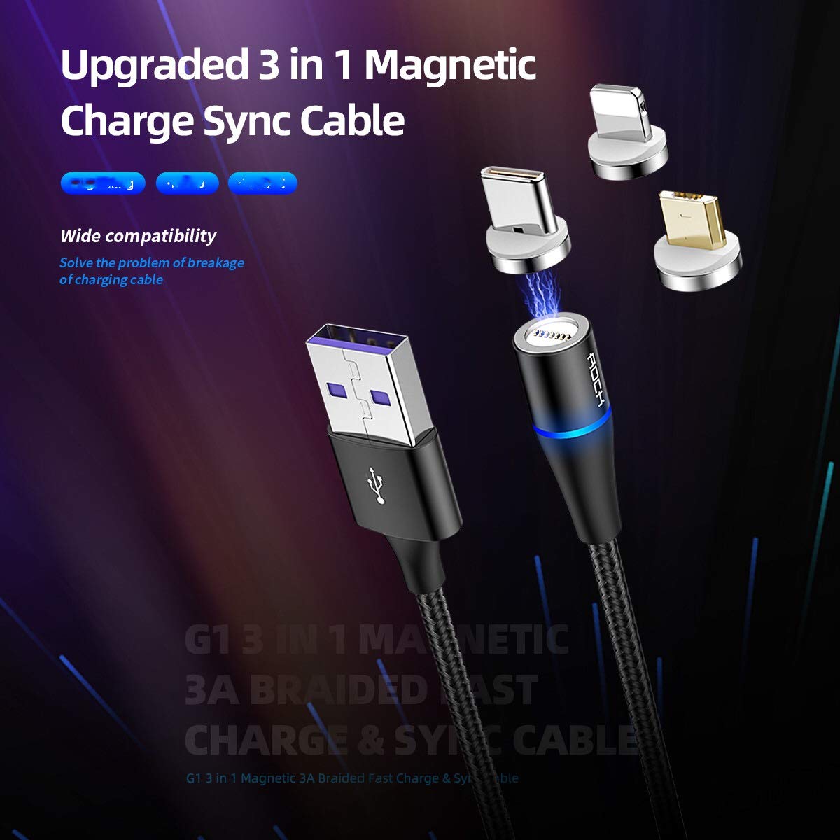 Rock Space G1 3in1 Magnetic 3A USB Cable | Gigahertz