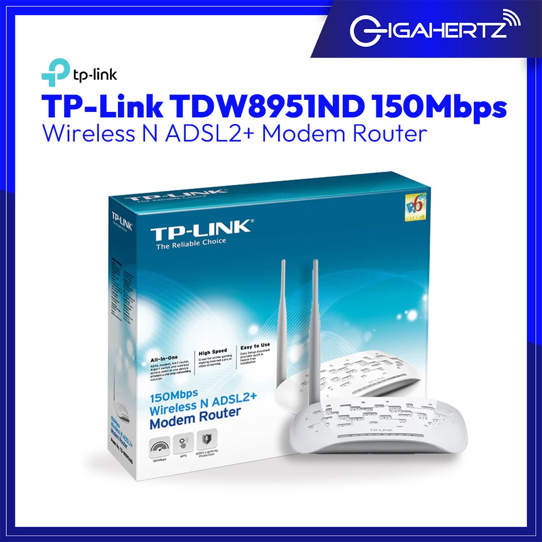 TP - Link TDW8951ND 150Mbps Wireless N ADSL2+ Modem Router | Gigahertz