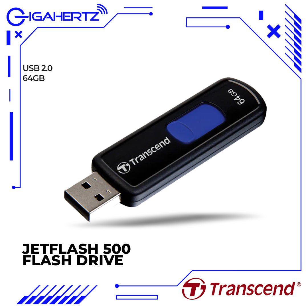 Transcend JetFlash 500 64GB USB 2.0 Flash Drive | Gigahertz