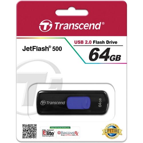 Transcend JetFlash 500 64GB USB 2.0 Flash Drive | Gigahertz