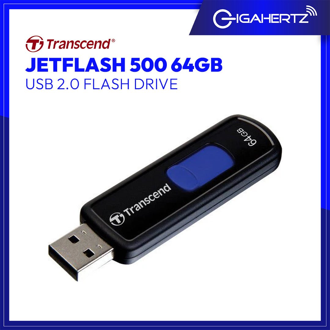 Transcend JetFlash 500 64GB USB 2.0 Flash Drive | Gigahertz