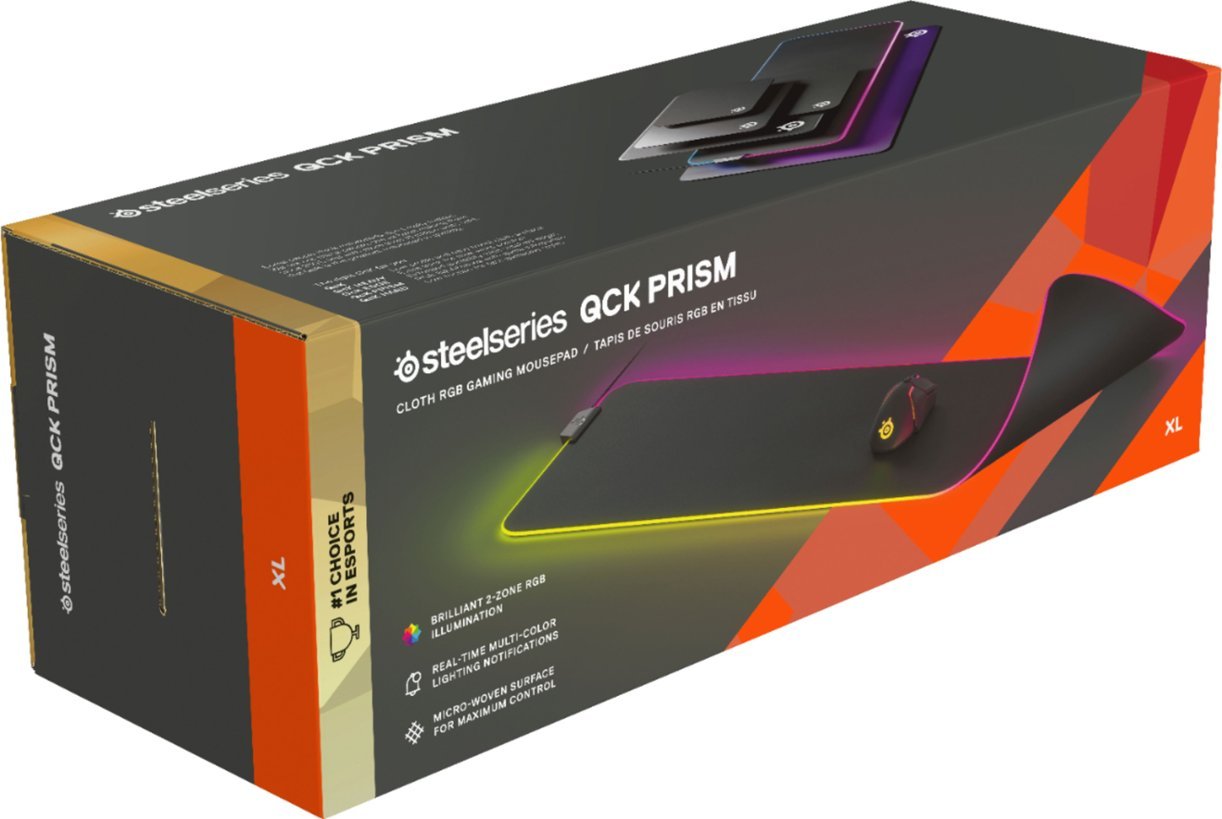 SteelSeries QcK Prism Cloth With 2-Zone RGB Illumination Gaming Mouse Pad (XL)