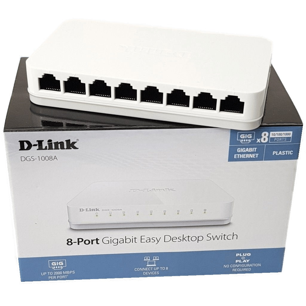 D-Link DGS-1008A Eight 10/100/1000 Mbps Gigabit ports Network Switch -  D-Link 