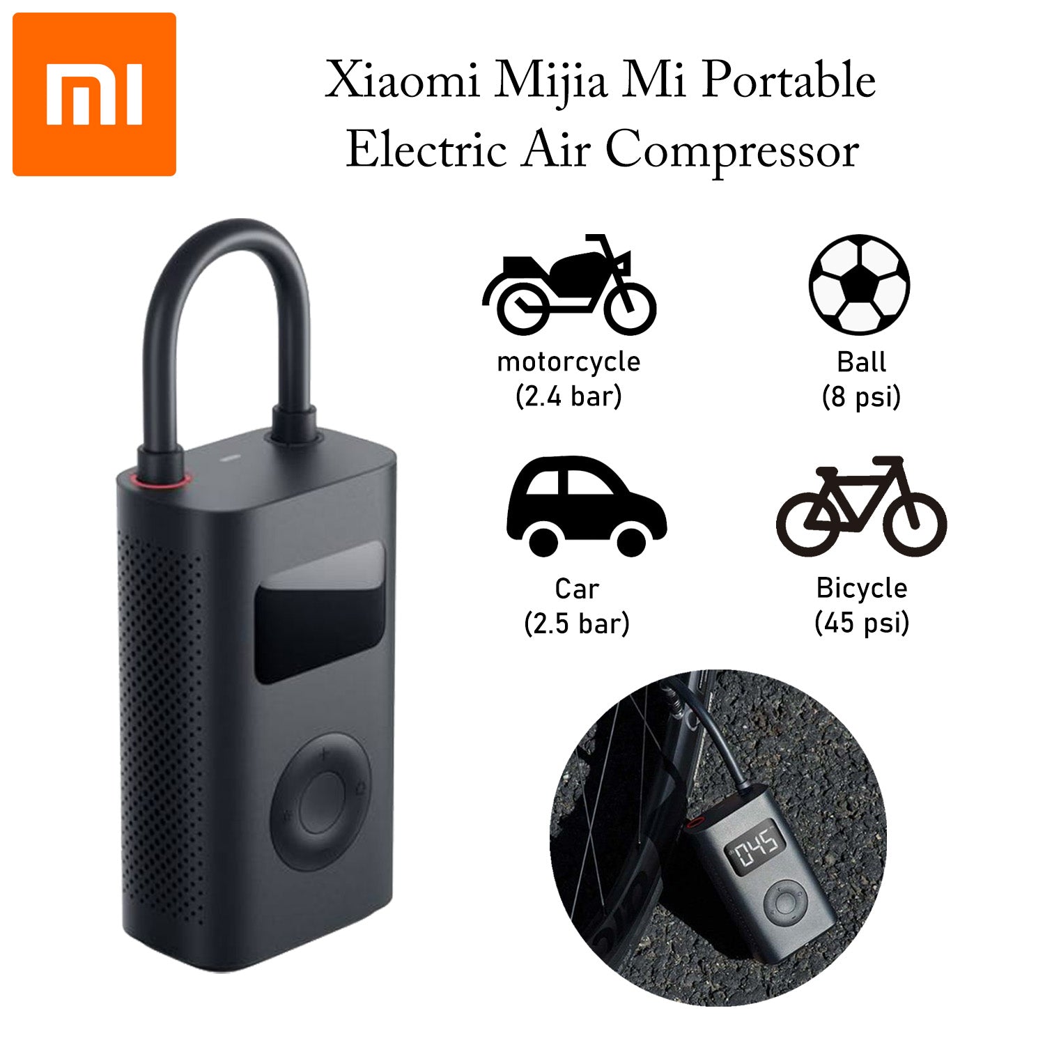 Xiaomi Mijia Portable Electric Air Compressor 1S Led Type-C
