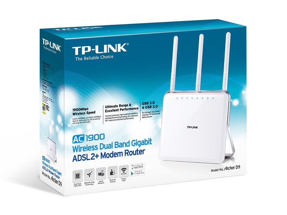 TP - Link Archer D9 AC1900 Wireless Dual Band Modem Router | Gigahertz