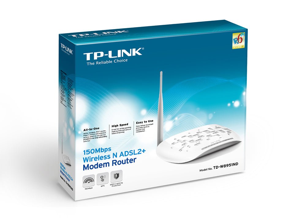 TP - Link TDW8951ND 150Mbps Wireless N ADSL2+ Modem Router | Gigahertz